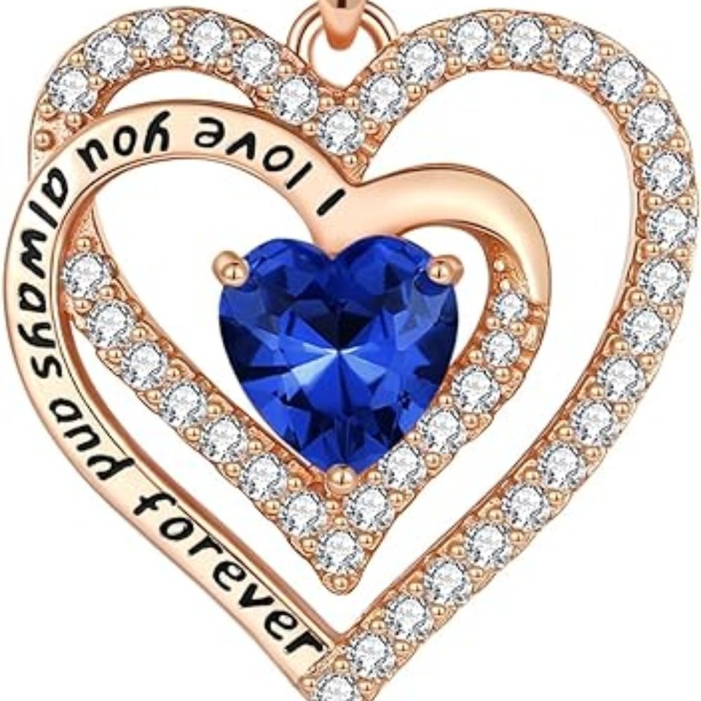 Lomantise Heart Birthstone Necklace: 925 Sterling Silver Fine Jewelry